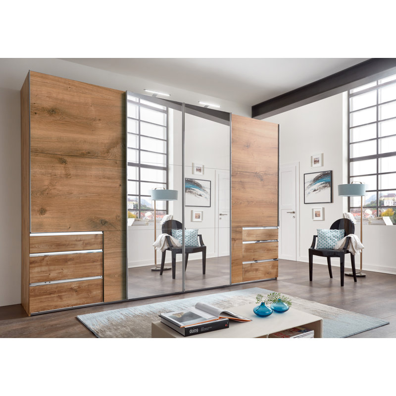 Ardzan 4 Door Manufactured Wood Wardrobe, 216cm H x 350cm W x 65cm D