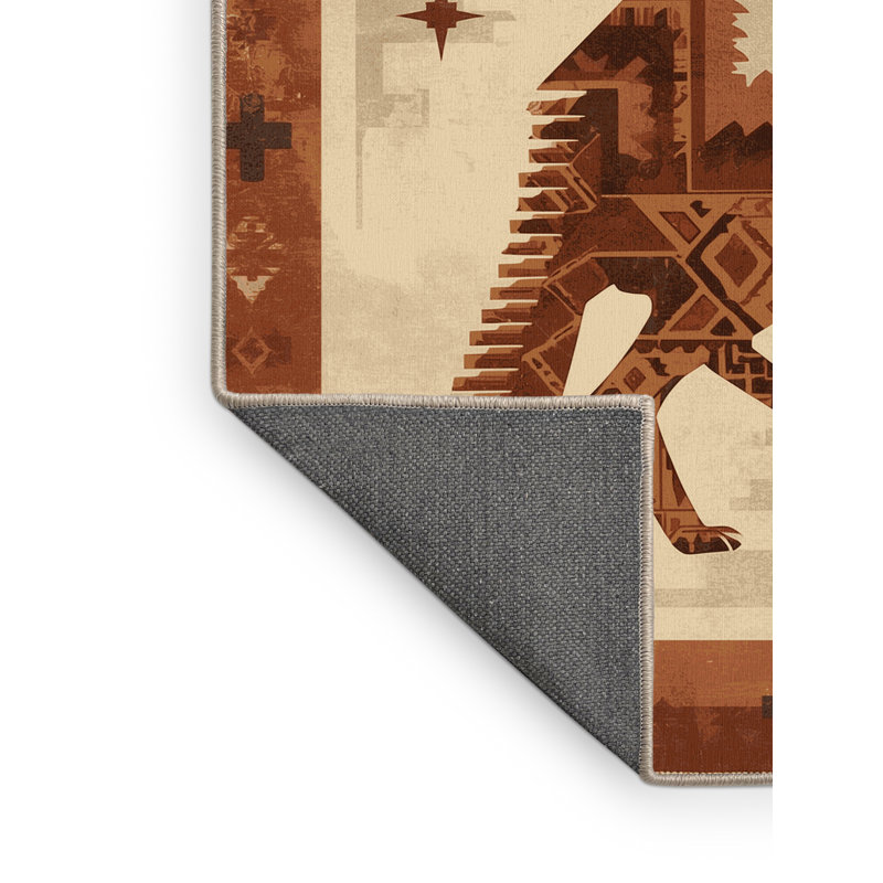 Tapis brun doux et moelleux au look rétro de style bohème Coyote Trickster, 6 X 9