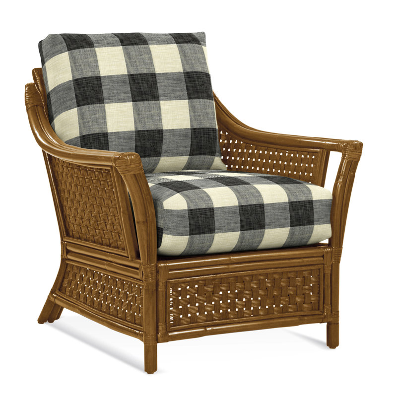 Boca Upholstered Armchair, Black Buffalo Check; 0120-81, Ocean