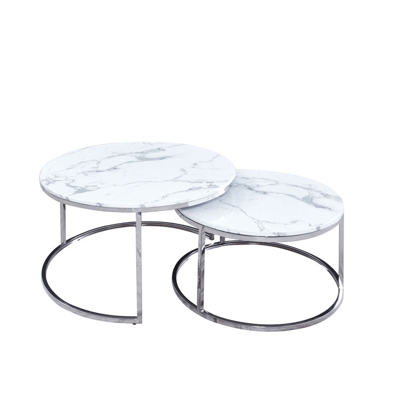 Carlianna Frame Coffee Table, Silver, White