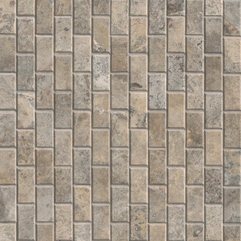 Argento Way Subway 12 in. x 12 in. Honed Travertine Mosaic Wall Tile