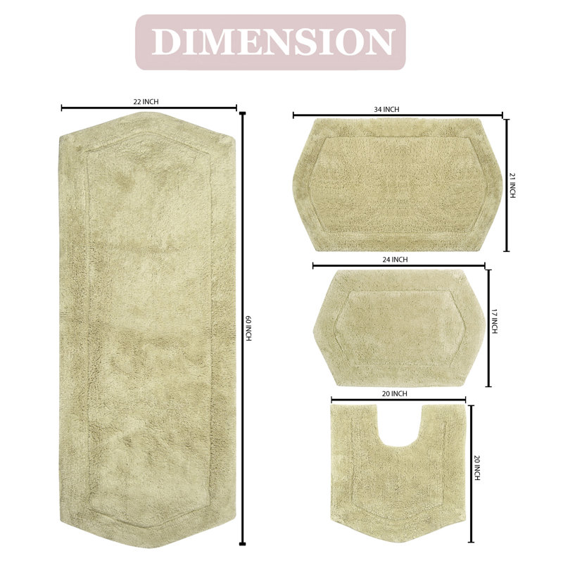 Ensemble de tapis pour salle de bain 4 pièces Morissette, sauge