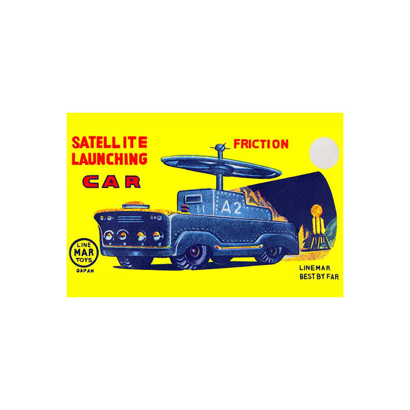 « satellite lancement de la voiture a2 », affiche rétro, H 66 po x l 44 po