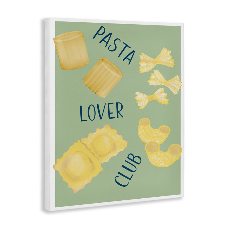 Toile Minimal Pasta Lover Club, design par Robin Maria, H 20 po x l 16 po