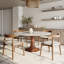 Table de salle à manger ronde ronde en pierre avec base en bois massif pour 4 à 10 personnes-98907920-98907929-98907933