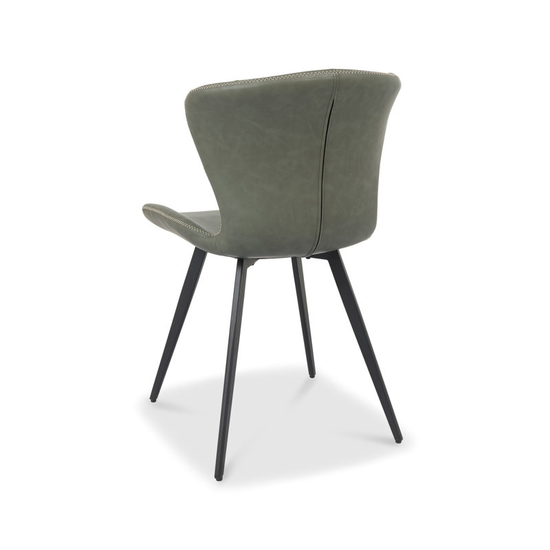 GARCIA UPHOLSTERED CHAIR - VINTAGE FAUX LEATHER - BLACK SAND POWDER COATED LEGS (PAIR), Olive