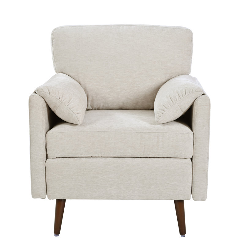 Chaise d'appoint rembourrée en chenille de salon, Chenille beige