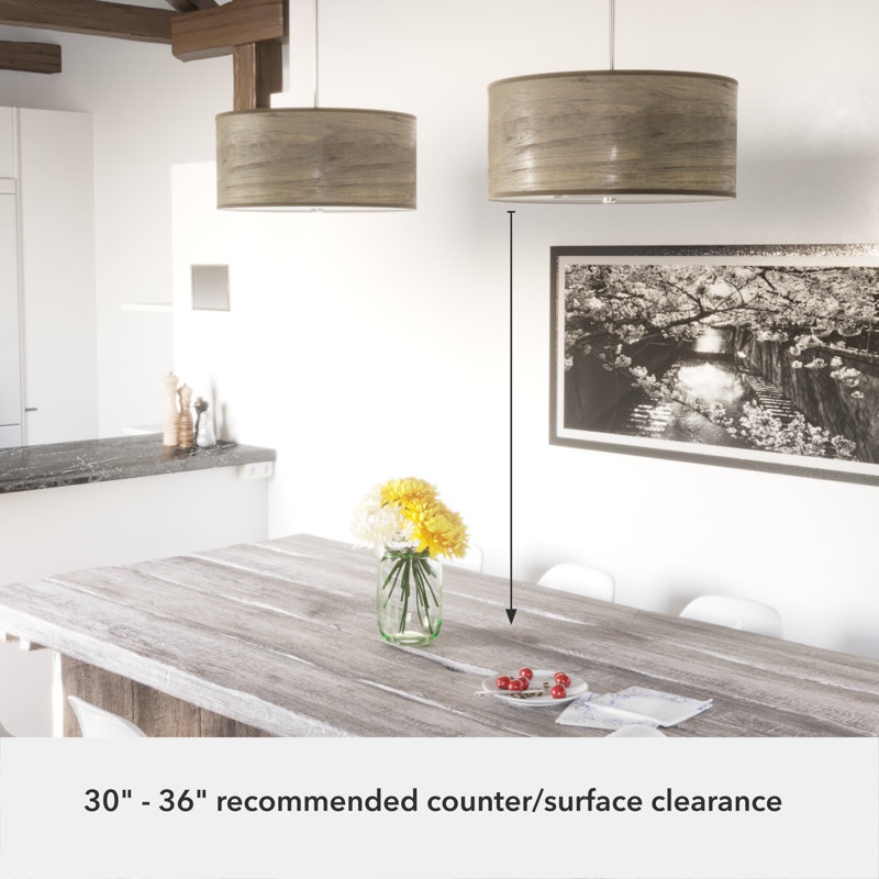 Solhaven 3 - Light Shaded Drum Pendant, Warm Gray Oak