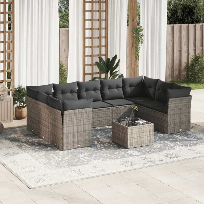 Ensemble de canapé de jardin Vidaxl, Gris, Gris