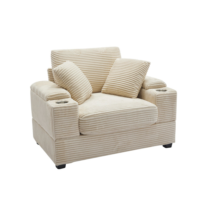 Canapé rembourré Corduroy, Beige