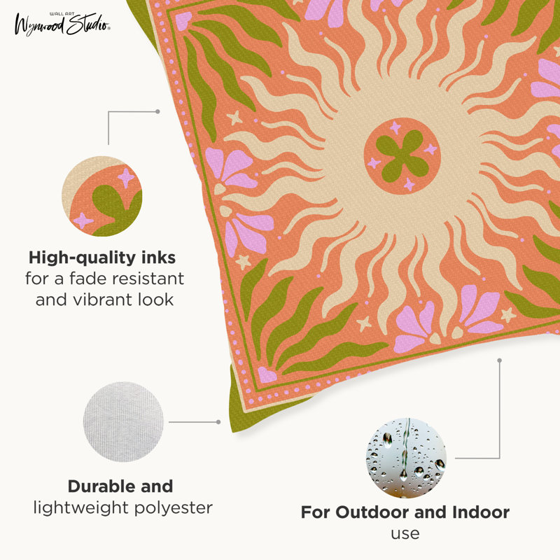 Coussin décoratif intérieur / extérieur en polyester Retro Sun