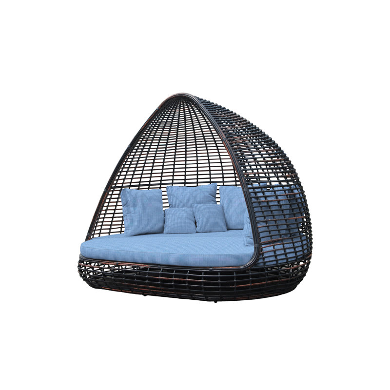 Outdoor - Seat Patio Daybed, Black Mushroom, Canvas Air Blue Sunbrella® Canvas
