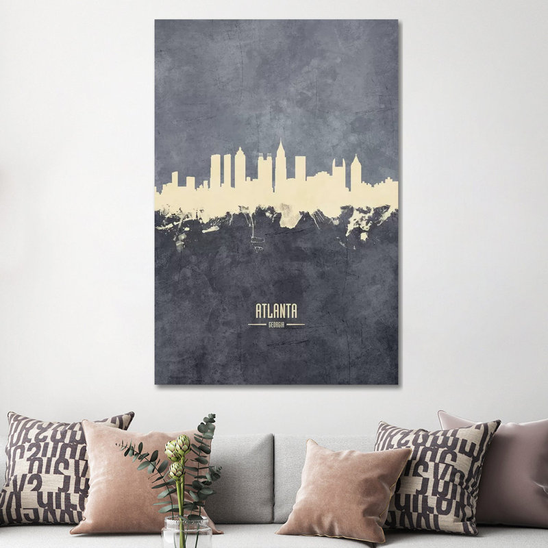 Atlanta Georgia Skyline Grey by Michael Tompsett - Wrapped Canvas Print, 152.5 cm H x 101.5 cm W