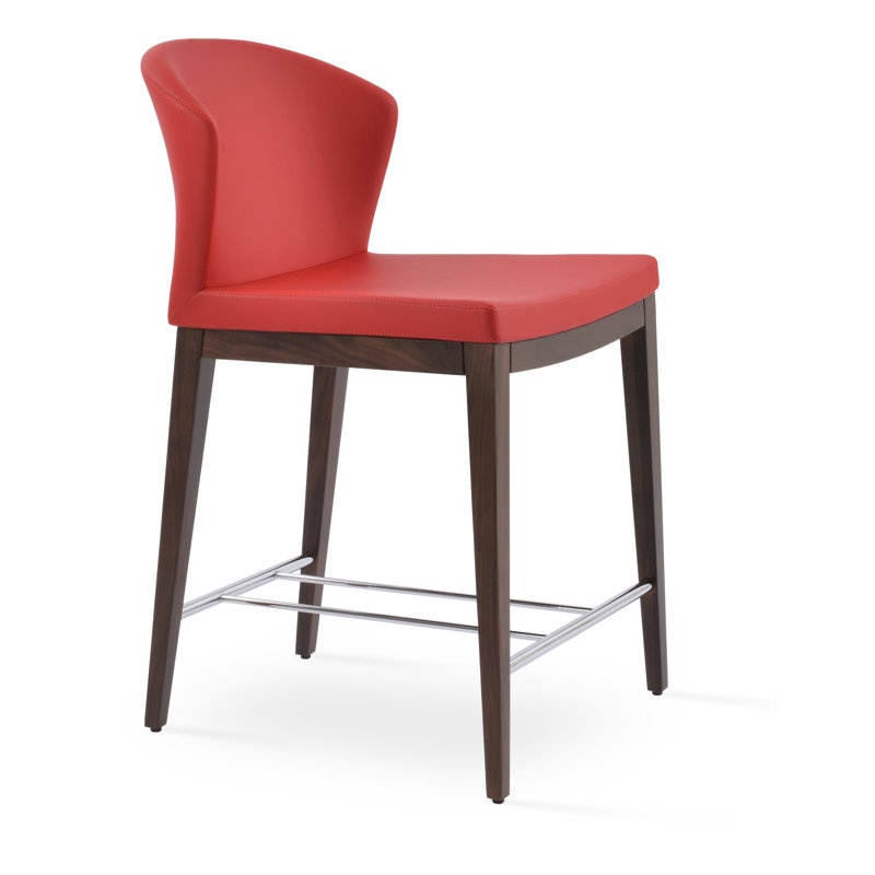 Tabouret de bar et de comptoir Capri, PPM italien - rouge, Noyer, Tabouret de comptoir (assise de 24 po de hauteur)