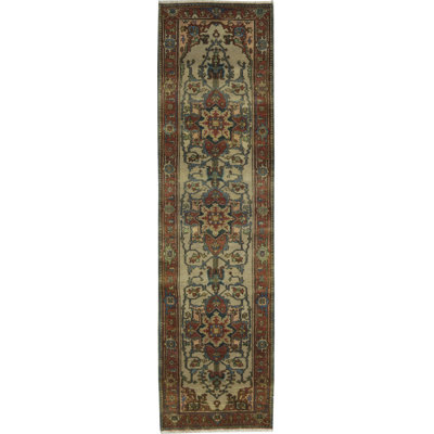 Hand-Knotted High-Quality Ivory and Red Area Rug