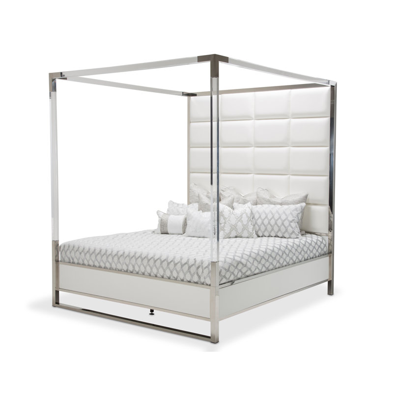 State St. Canopy Bed - Satin White, California King
