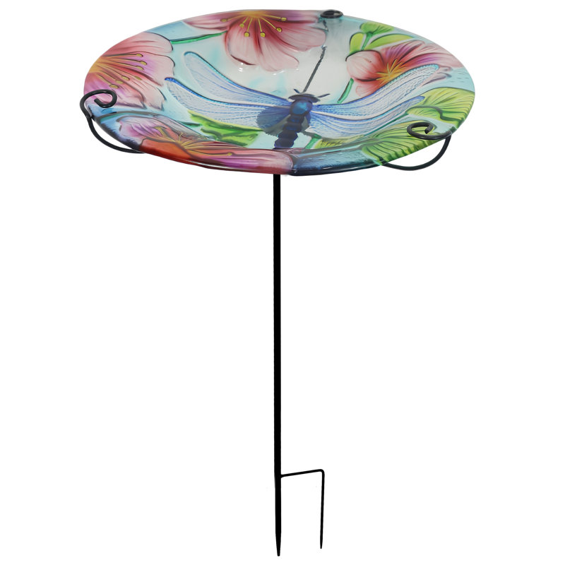 Piquet de jardin libellule en verre