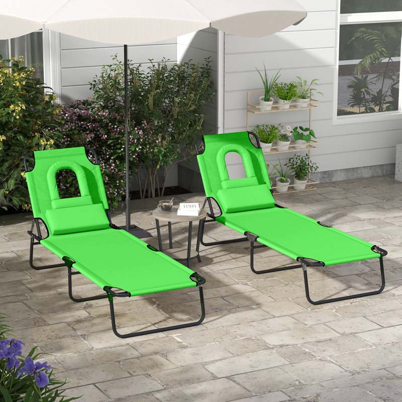 Anaisabella 187cm Long Reclining Double Sun Lounger, Green