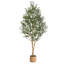 Olive artificielle artificielle d'intérieur avec pot de paille et tronc de bois - Faux arbre réaliste pour la maison, le bureau, le salon-265220259