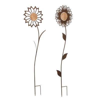 Ensemble de 2 piquets de jardin en métal à découpes 52 po