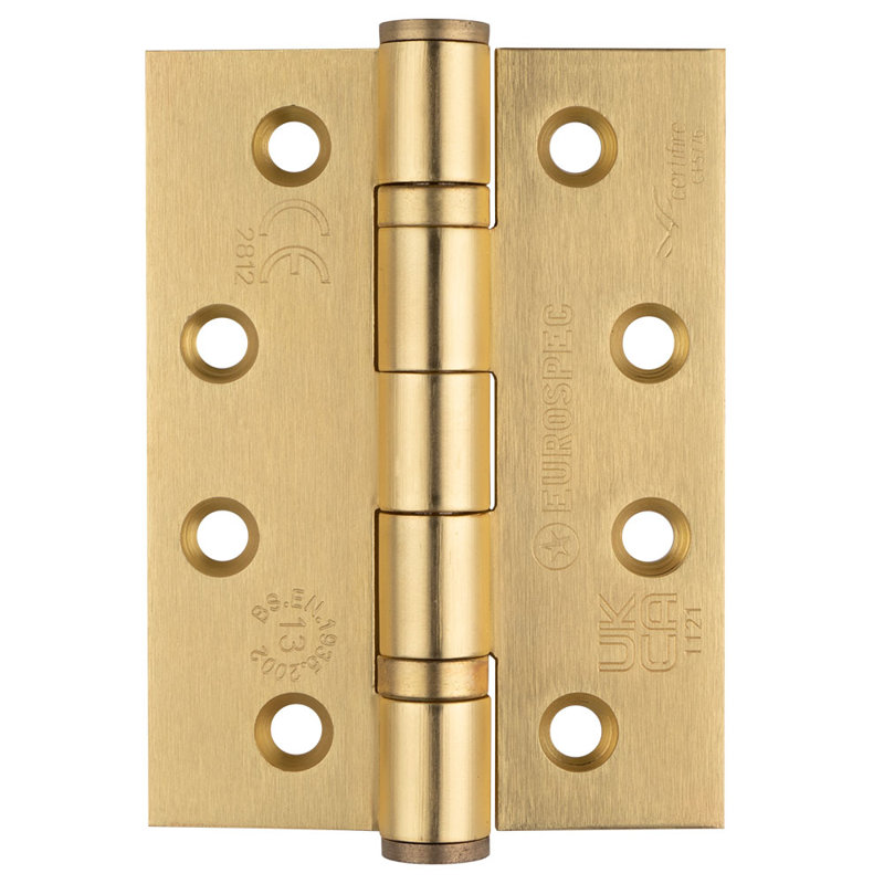 10.2cm H x 7.6cm W Butt Bearing Pair Door Hinges, Satin Brass