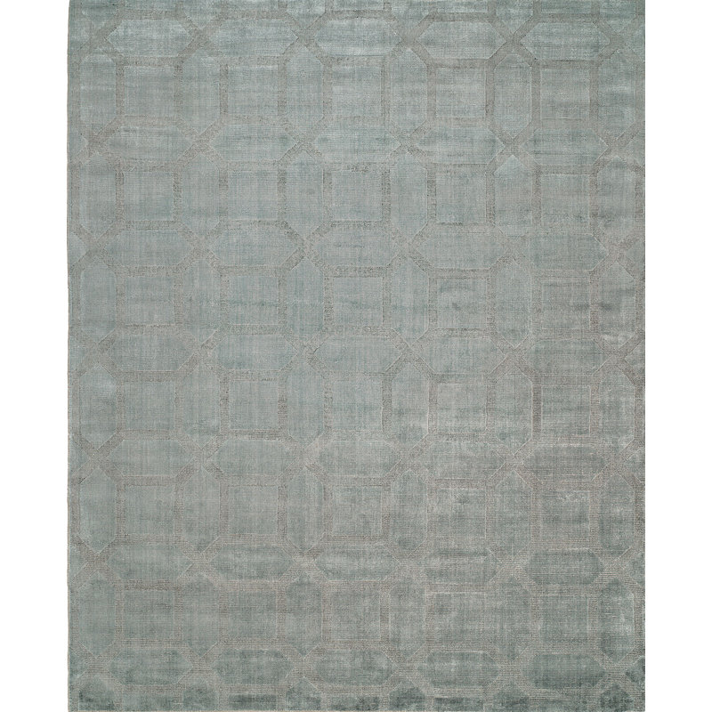 Tapis décoratif gris tissé à la main à motif géométrique, Rectangle 3 pi 6 po x 5 pi 6 po