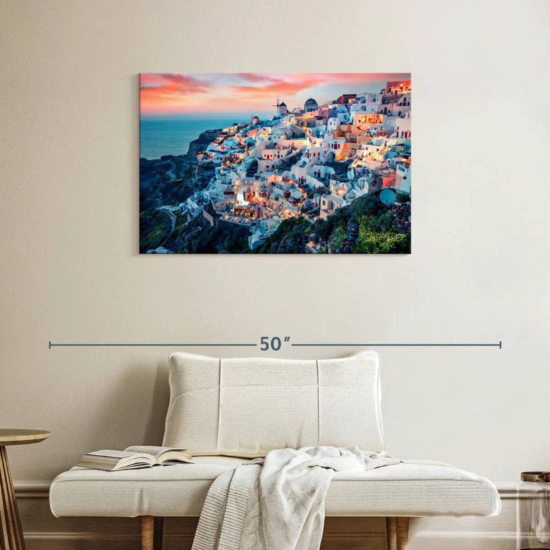 Hannes, célèbre village d'Oia, H 24 po x l 36 po