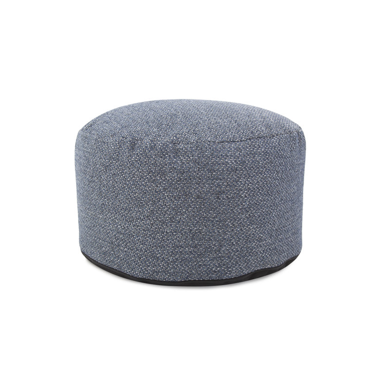 Upholstered Pouf, Panama Indigo Polyester
