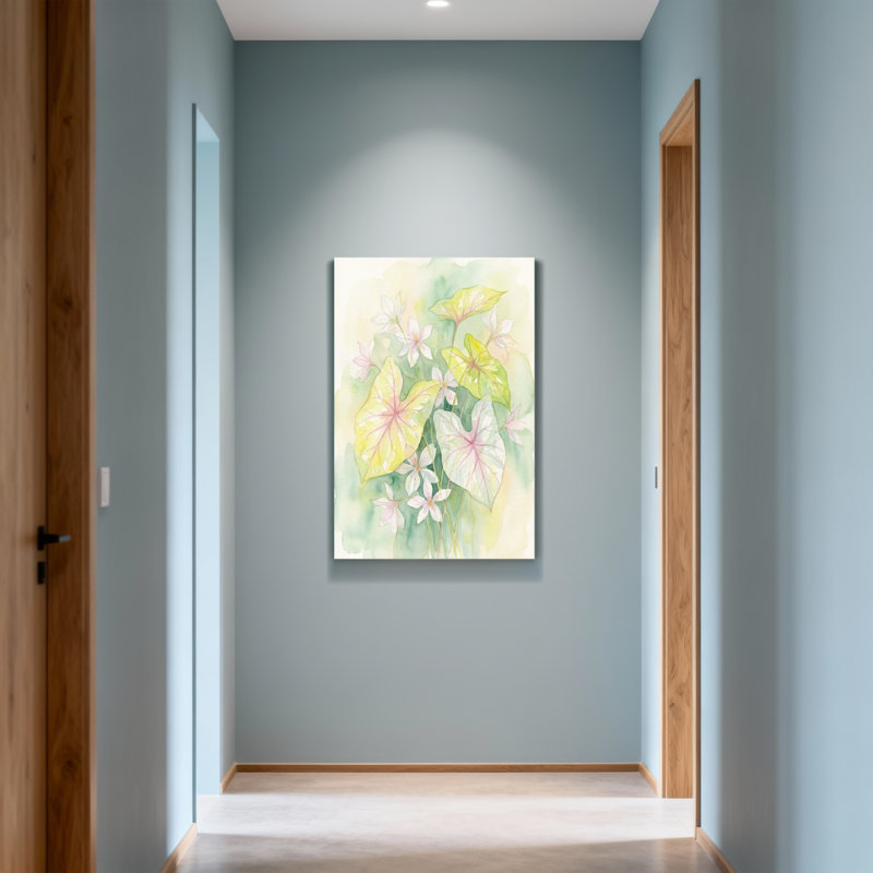 «Plants & Flowers Soft Floral Leaves», reproduction d'art à l'aquarelle, H 18 po x l 12 po