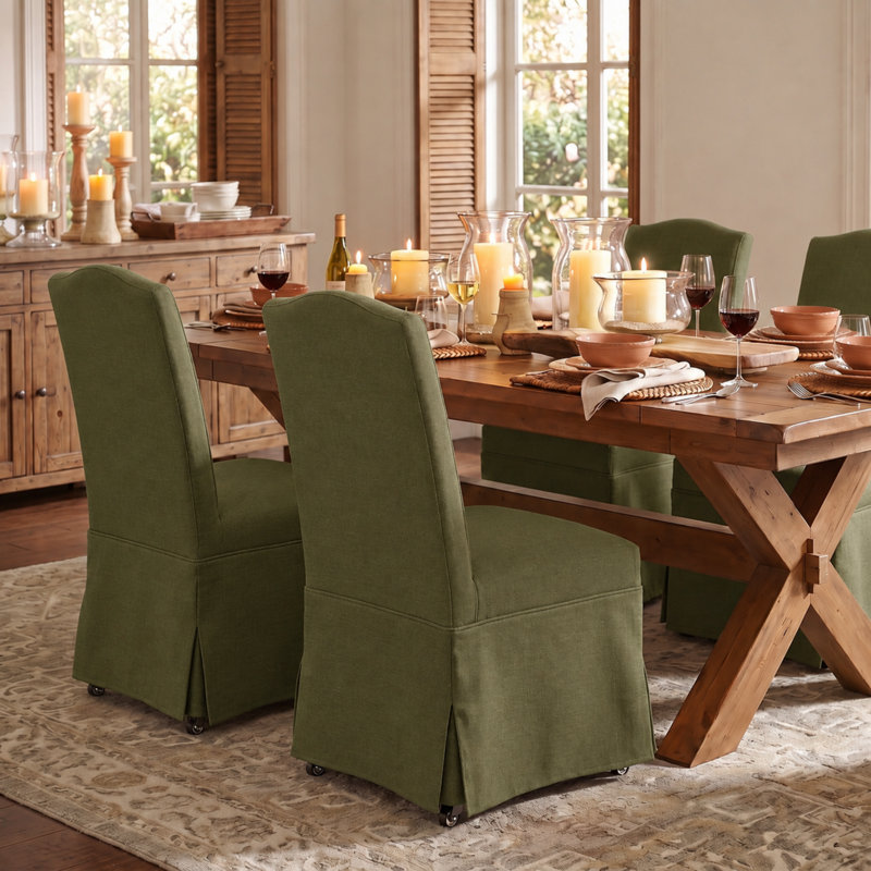 Chaise de salle à manger haute avec pieds amovibles en bois massif de 40 po Albeniz, Moss