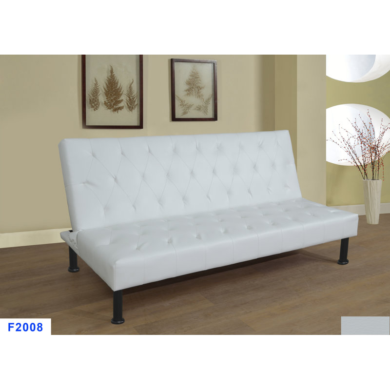 Canapé convertible Camryn, Simili cuir blanc