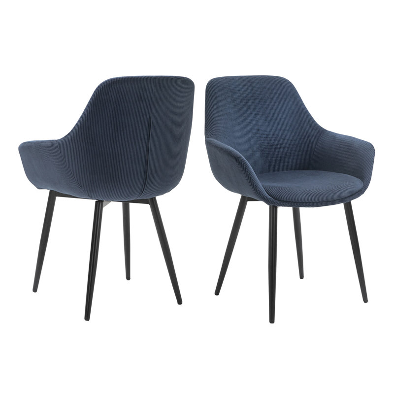 4 - Person Dining Set, 75cm H x 180cm W x 90cm D, Natural/Dark blue/Black, Black/Natural/Dark blue
