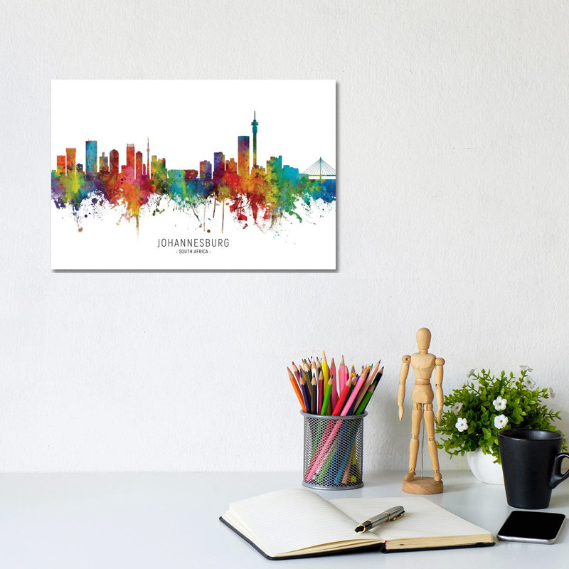 Johannesburg South Africa Skyline by Michael Tompsett - Wrapped Canvas Painting, 20.32 cm H x 30.48 cm W