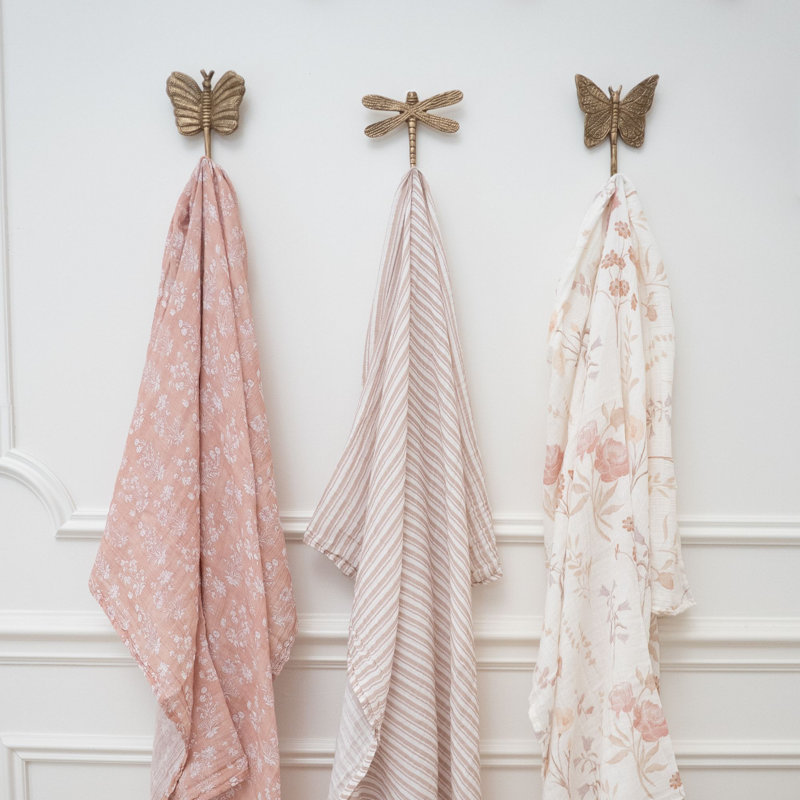 Violet Floral 100% Cotton Muslin Swaddle Blankets (Set of 3)