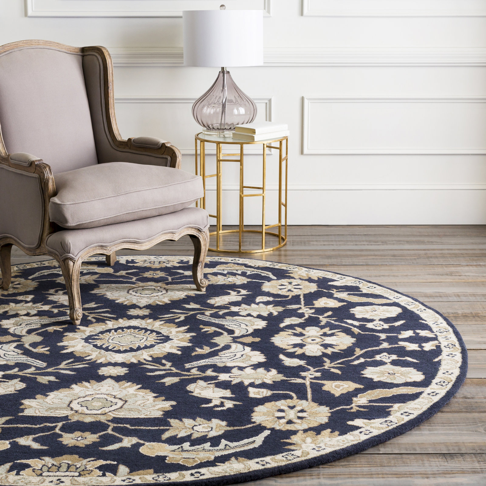 Arden Handmade Wool Pale Blue, Beige, Olive, Charcoal, Tan Rug, Round 9'9"