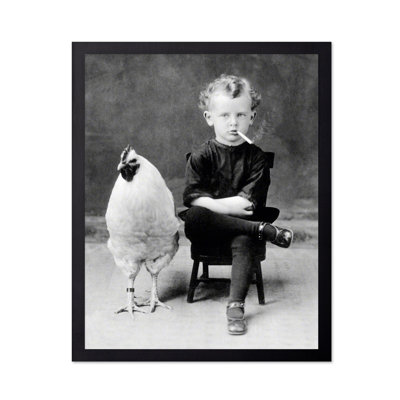Boy Smoking Cigarette With A Chicken