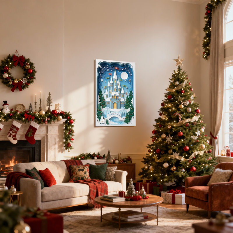 Ensemble de 3 impressions sur toile, flocons de neige, arbres de lune, H 24 po x l 16 po