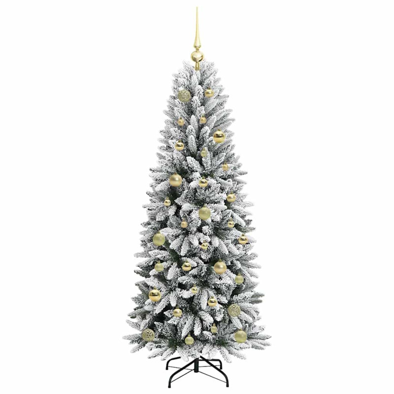 Artificial Christmas Tree with 150 LEDs White, 4.92' H, Gold