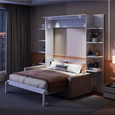 Queen Size Murphy Bed Wall Bed With Sofa, Space-Saving And Multi-Functional Furniture For Modern Living