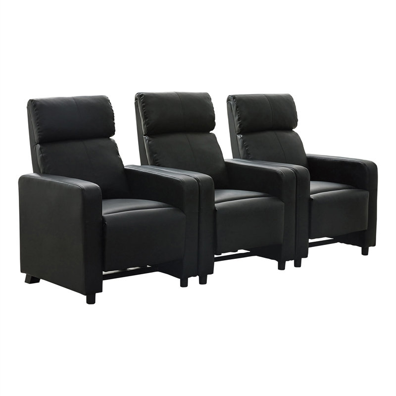 Ensemble de cinéma maison rembourré capitonné à 3 fauteuils en noir