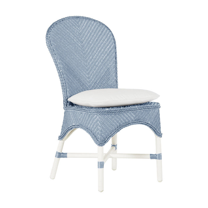 Chaise d'appoint d'extérieur Savoy N-Dura, Pas de soudure, Dentelle Rollo, Craie / chambray