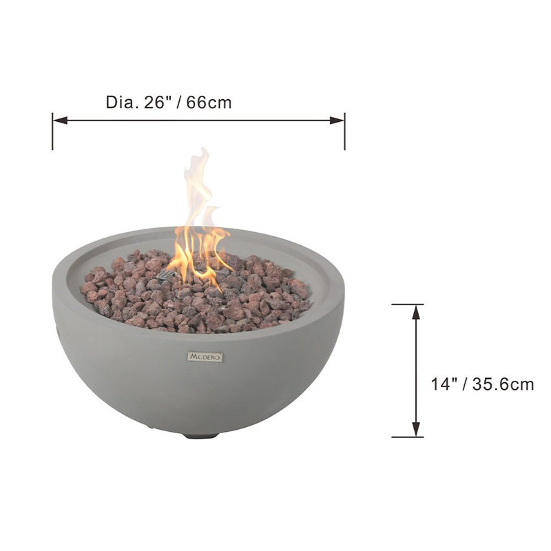 Nantucket Gray Round Concrete Gas Fire Pit Table