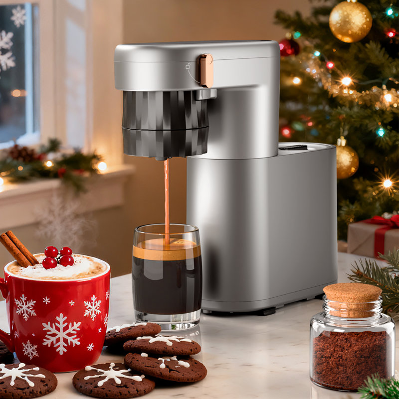Cafetière électrique portative à chauffage instantané portatif 180 ° à 1 barre de cuisson et à café instantané avec réservoir moulu, réservoir instantané, réservoir d'eau de 6,1 oz