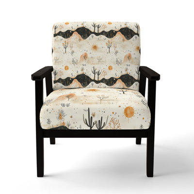 Abstract Upholstered Chair - boho desert minimal Orange Arm Chair