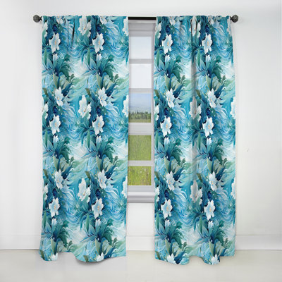 Motif tropical de rideau occultant à motif floral Oceanic Mirage