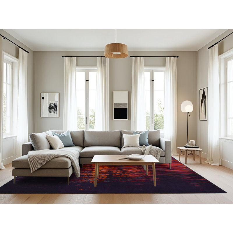 Tapis orange / mauve / noir, Rectangle 8 pi x 12 pi