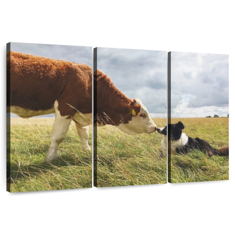 Border Collie And Cow, 20" H x 33" W