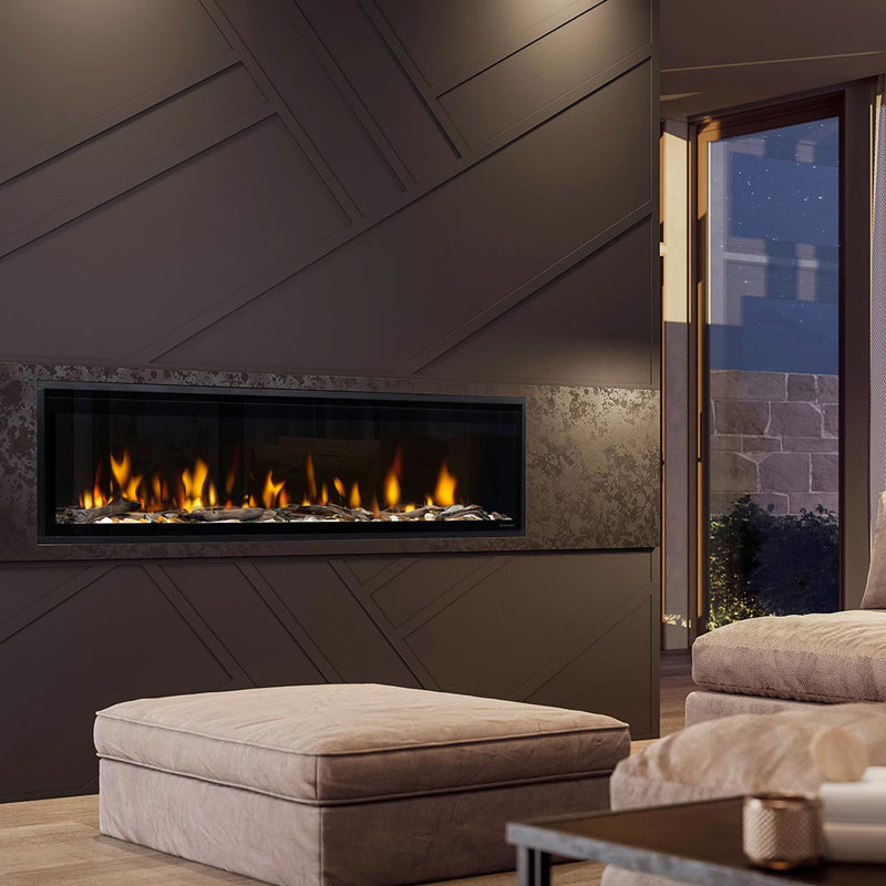 Ignite Evolve Black Electric Fireplace with 8530 BTU, 16.49''H x 61.42''W x 5.88"D