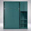 Twin Rotating Wall Murphy Bed with Bookshelf, Top Cabinet, Extendable Desk and Side Storage, Teal