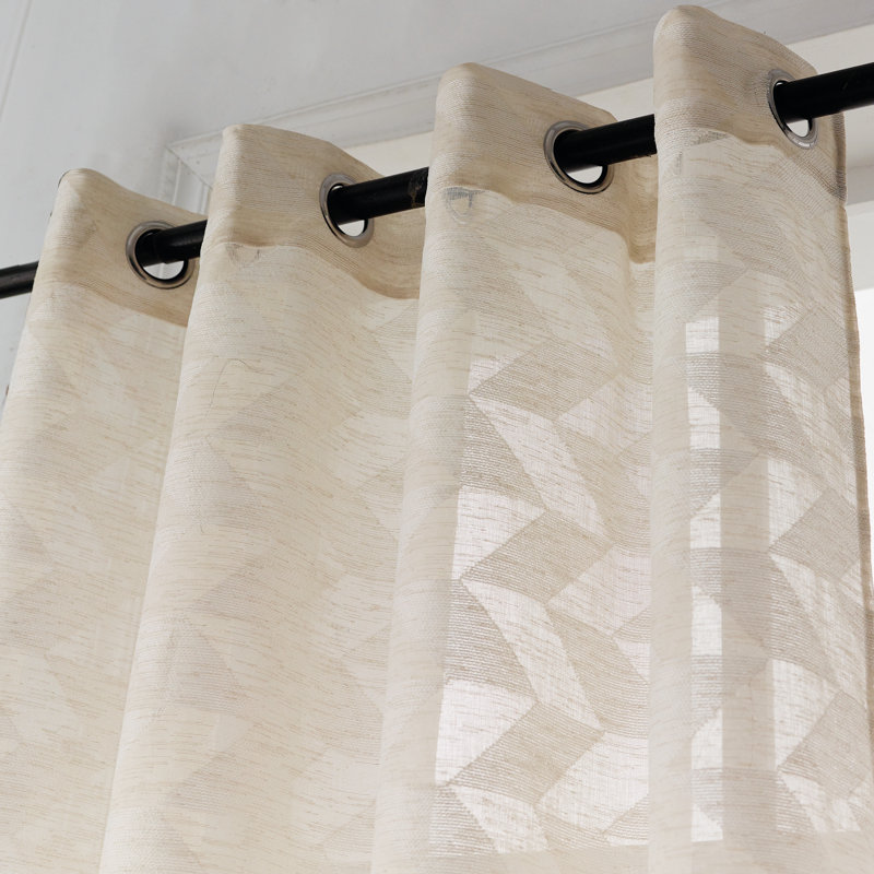 Stavros Sheer Polyester Curtain, Sand, 52" x 54"